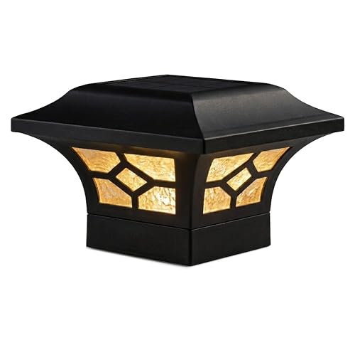 Classy Caps Kingston Solar Post Cap - Fits 2"x2", 2.5"x2.5" and 3"x3" Fence & Deck Posts - Black Cast Aluminum - Warm/Cool Light Color Modes