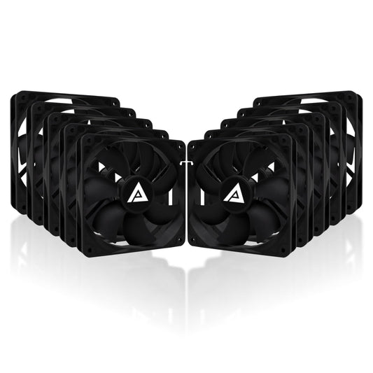 Apevia CF1012S-BK 120mm 4pin Molex & 3pin Motherboard Black Silent Case Fan (10-pk)