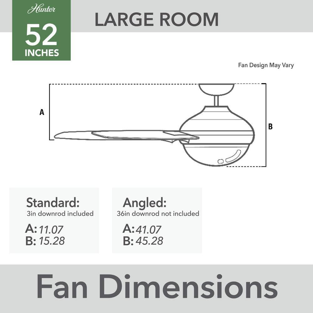 Hunter Fan 52 inch Indoor/Outdoor Fresh White Ceiling Fan with Light and Remote Control for Bedroom, Living Room, Dining Room, Kitchen, Office, Patio