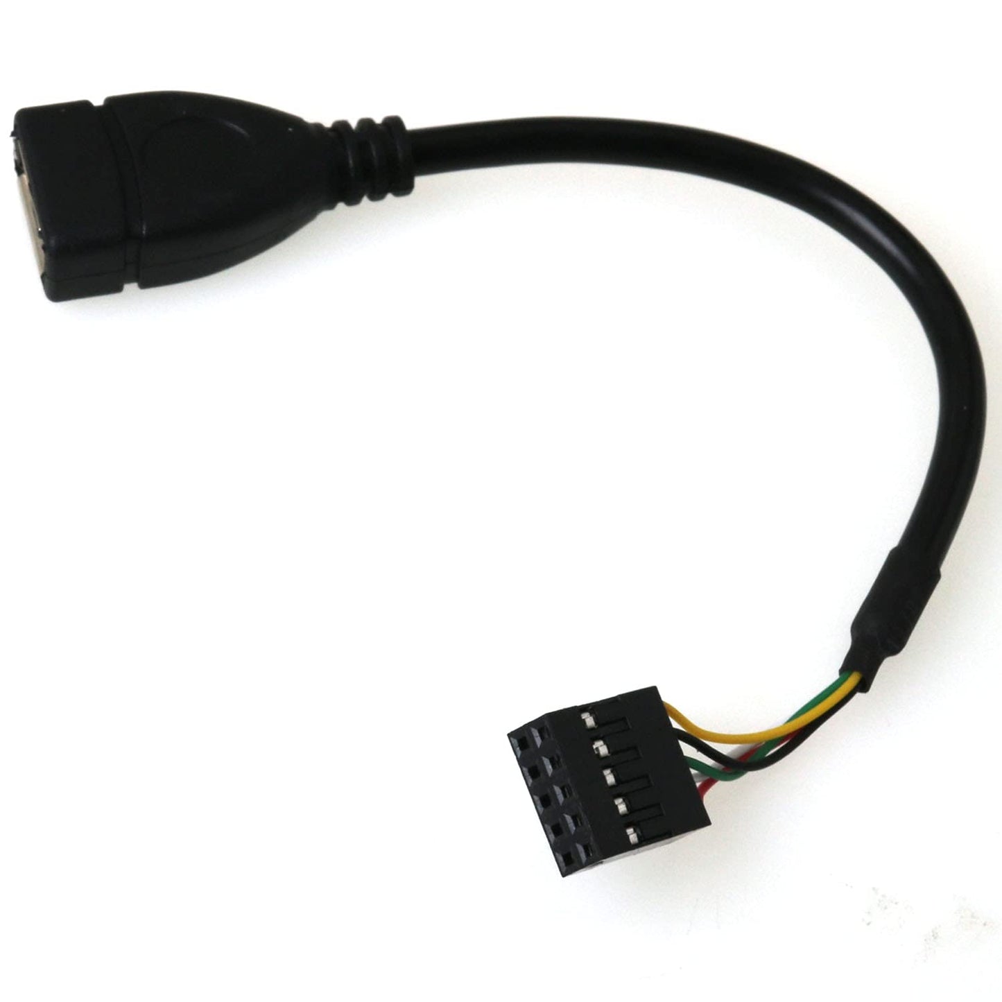 BAIRONG 10cm Motherboard USB 2.0 Adapter Cable A Female to Dupont 9 Pin Female Header Motherboard Cable Cord USB Header to USB Cable (0.1M), Black