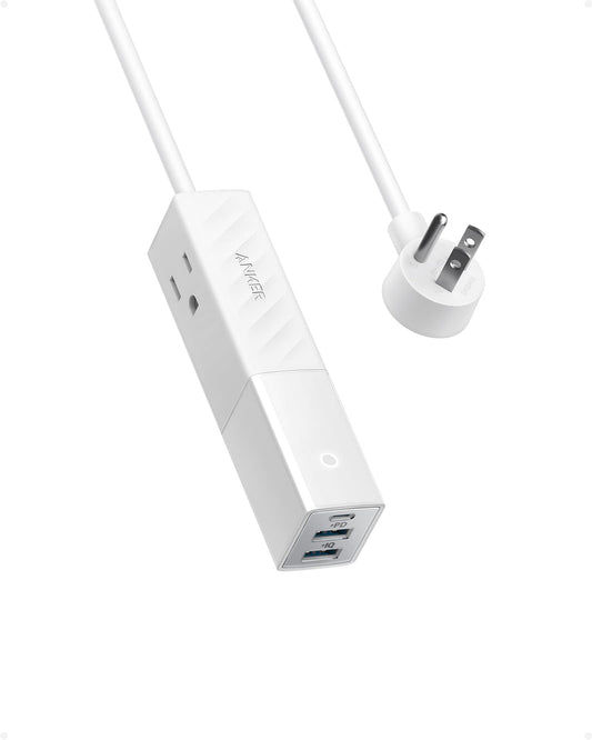 Anker 511 Power Strip with USB C, for Travel, 2 Outlets & 3USB Ports, 5ft Soft Extension Cord 30W Power Delivery - iphone16/15,Protable