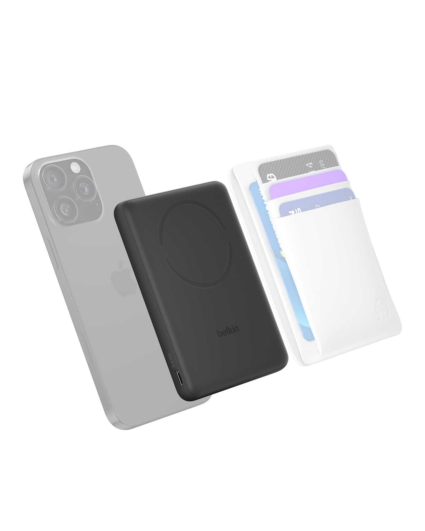 Belkin MagSafe Power Bank 5,000mAh, Ultra-Slim Portable Charger Magnetic Back Supports MagSafe Accessories On-The-Go, Wireless Battery Pack w/USB C