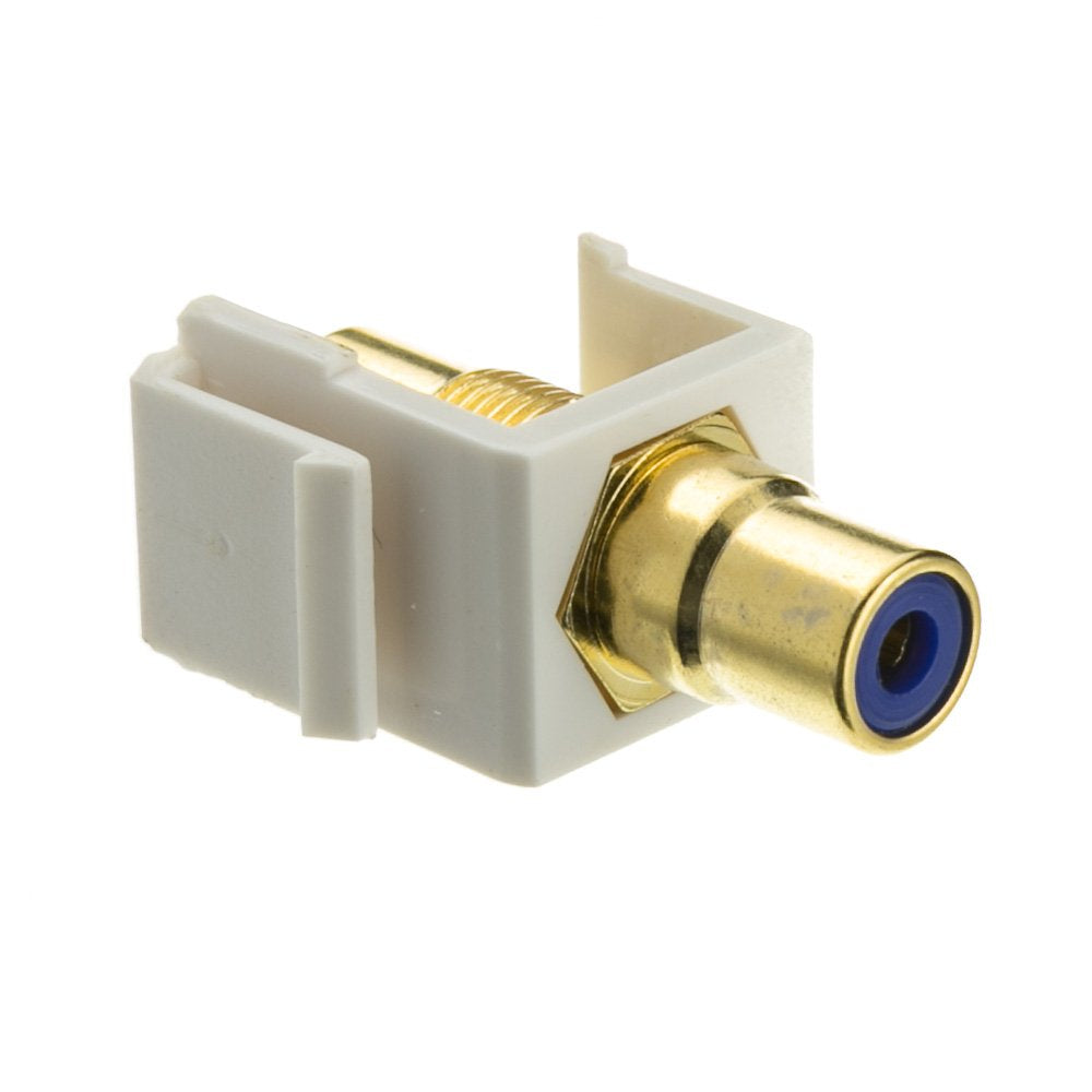 Gold Plated RCA Female to RCA Female, Blue RCA Coupler Adapter with White Keystone Insert, Blue RCA Jack Connector for Audio/Video, CableWholesale