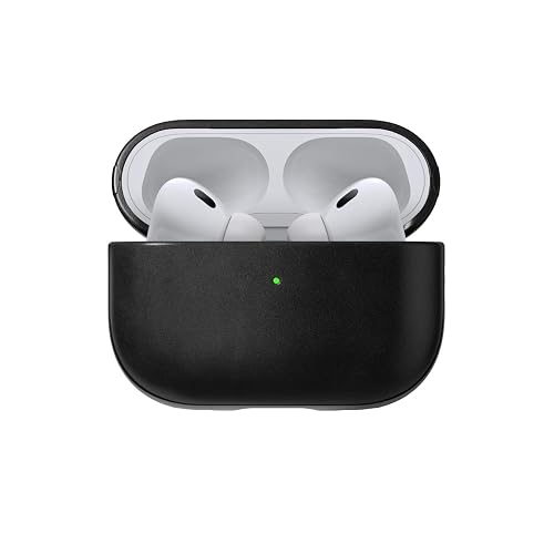 Nomad Airpods Pro 2 Case in Black Horween Leather, AirPods Pro 2nd gen Case Cover, Compatible with AirPods Pro Case 1st gen and 2nd, Case Cover, Qi