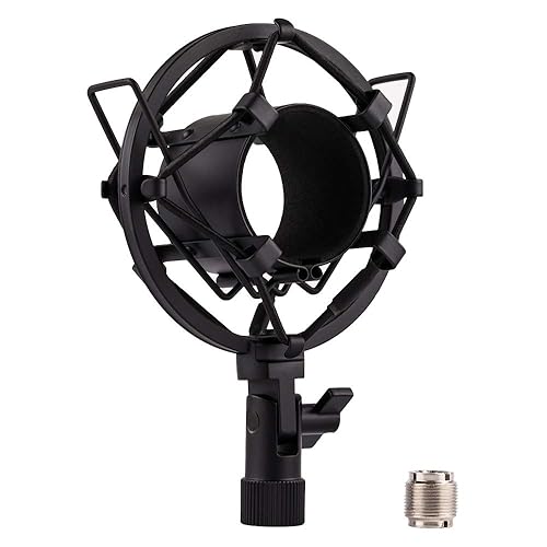 LYRCRO Microphone Shock Mount, Mic Anti-Vibration Suspension Shock Mount Holder Clip for 44mm-49mm Diameter Condenser Mic like MXL V67G V67i V69M V87