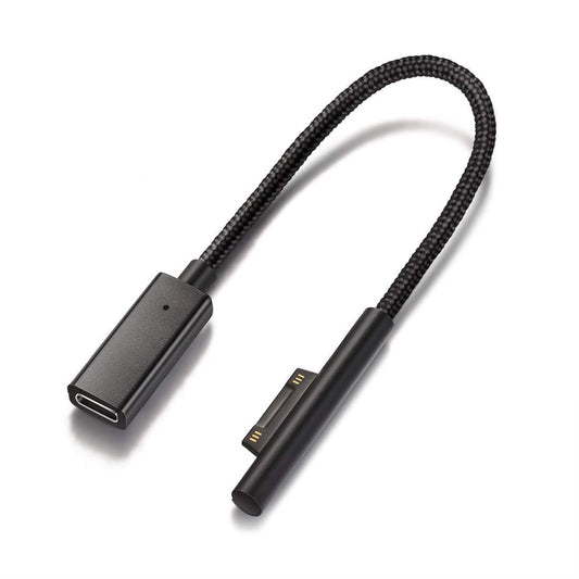 Sisyphy Nylon Braided Surface Connect to USB-C Charging Cable Dongle, Requires 45W 15V3A USBC Charger PD Power Supply, Compatible with Microsoft