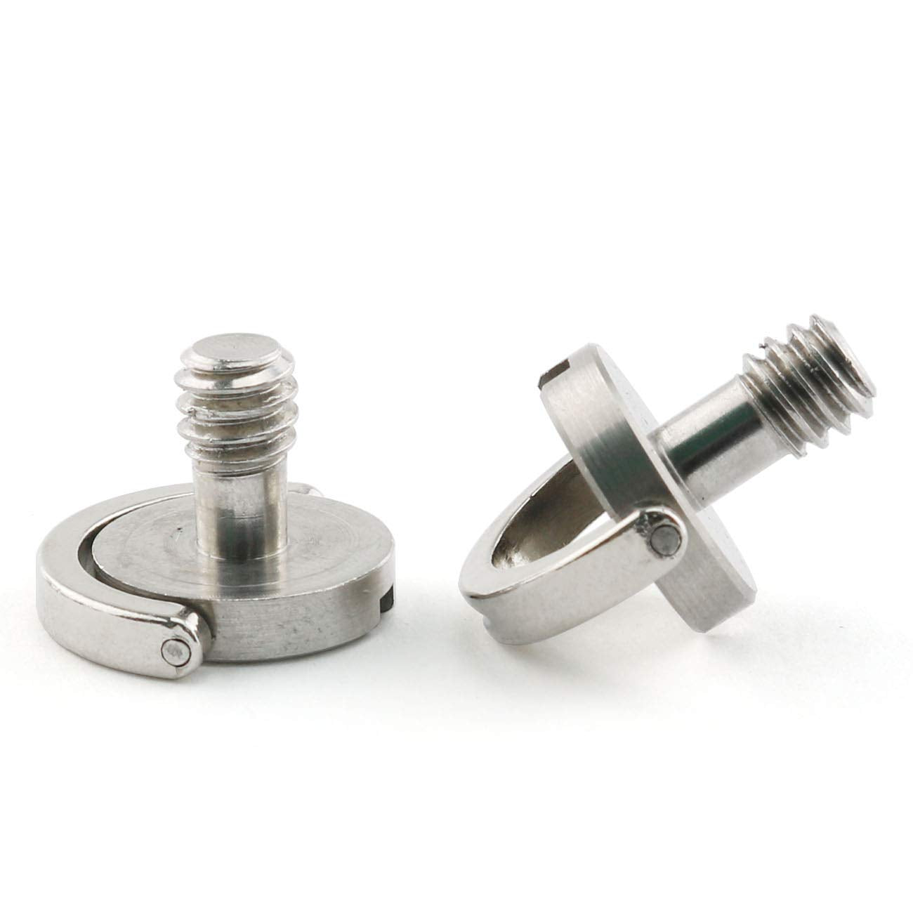 E-outstanding D-Ring Hinged Screw 2PCS 1/4-20 10mm Length Thread D Shaft Stainless Steel Camera Quick Release Plate Mounting Fixing Screws for Camera