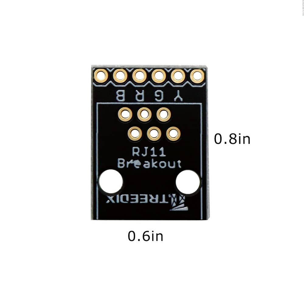 Treedix 4PCS RJ11 6-pin Breakout Board with PCB Mount Black Modular Jack 6P6C Telephone Socket Connector Jack Coupler
