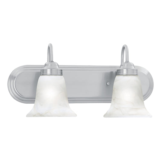 Elk Home Homestead Bathroom Vanity Light, 2-Light Traditional Fixture, Brushed Nickel with Alabaster Glass Shade, 18 Inch Wide