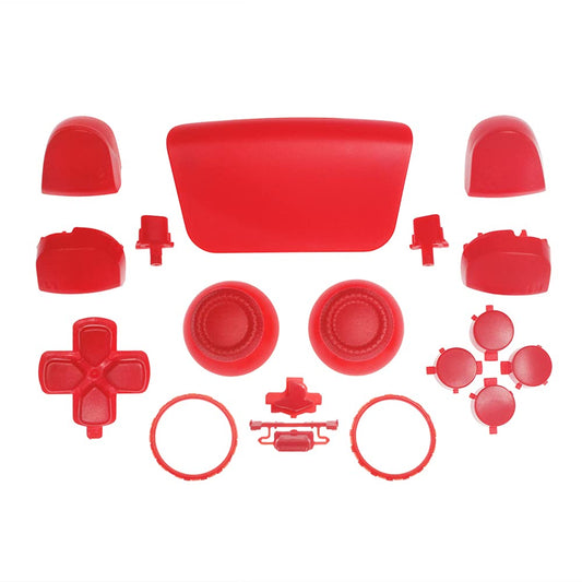 WPS Replacement Clip Shell Touch Pad Thumbsticks Dpad R1 L1 Trigger Buttons w/Accent Rings Set for PS5 Playstation Controller (Red)