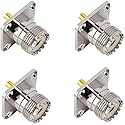 bnafes UHF Female SO239 4-Hole Panel Chassis Mount Flange Adapter Solder Cup RF Coaxial Coax Connector for PL259 Male Plug Pack of 4