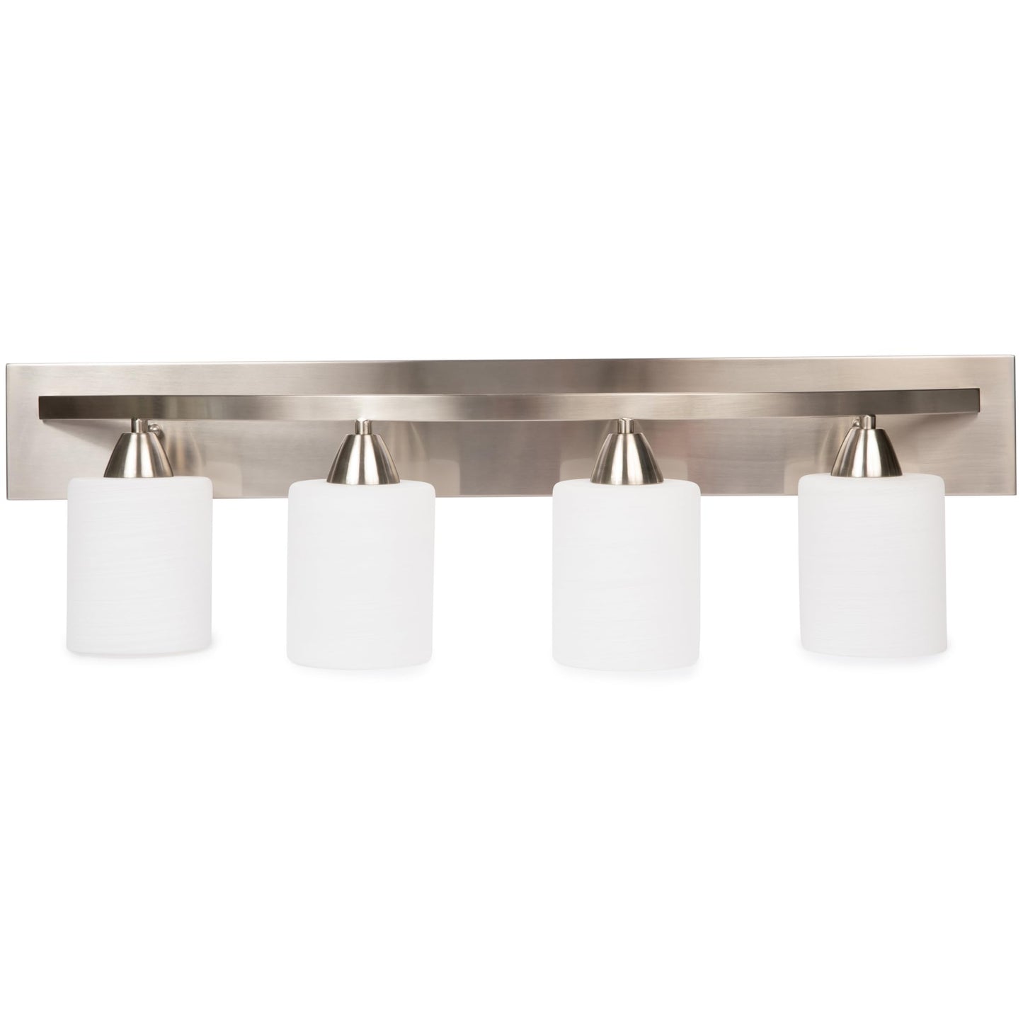 Dorence 4-Lights Bathroom Vanity Lights - Alloy Steel Bathroom Light Fixtures for Mirrors - Oil-Rubbed Bronze Lighting Bar with Nickel Glass Shade - 8