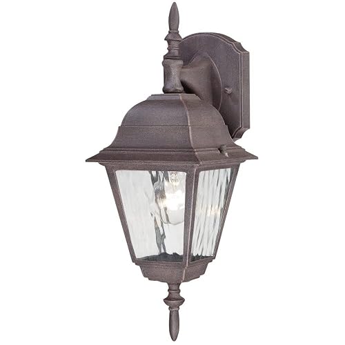 Westinghouse Rust Patina 6785100 One-Light Exterior Wall Lantern, Textured Finish on Cast Aluminum with Clear Water Glass Panels, No Size