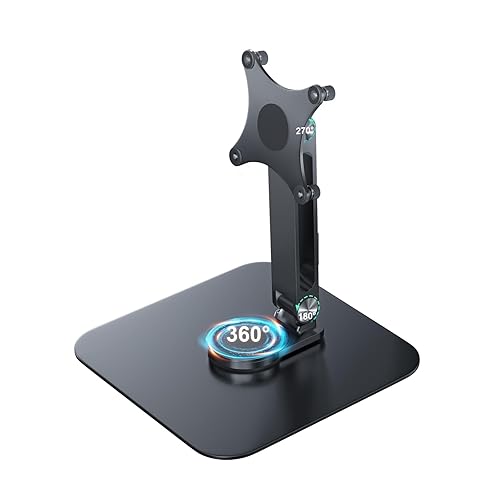 Forzola Portable Monitor Stand VESA 75x75mm Holes M4 Anti-loss Screws, Aluminum Alloy Base, Fits 7" to 18.5" Inch Small Monitors, Black Desk Mount