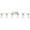 WINSHEN 6-Lights Bathroom Vanity Light Fixtures with Seeded Glass Lampshades, 45.3-Inches Length Modern Brushed Nickel Wall Light Fixture for Kitchen