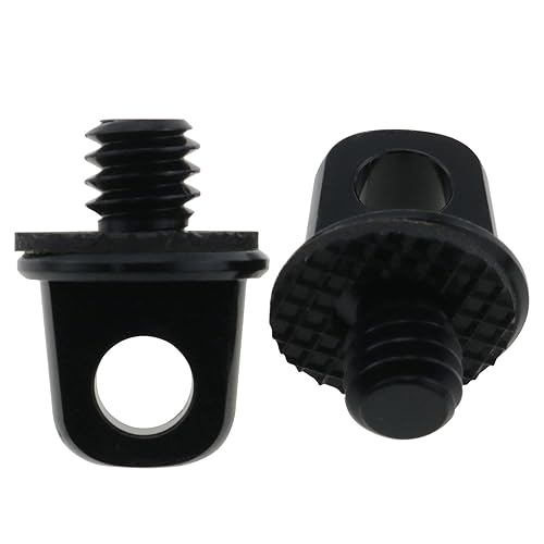 CZQC 1/4inch Camera Screw 2PCS 1/4-20 Quick Install Metal Screws Connecting Adapters for Camera Neck Wrist Strap Sling Black