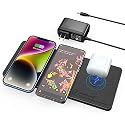ZealSound Wireless Charging Pad, 3 in 1 Charger Mat for iPhone, Samsung Galaxy, Pixel, AirPods & Galaxy Buds, 24W Adapter Included, Ultra Slim, Case