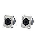 CCeCCe 2 Pack Speak Jack Twist Lock with Metal Plate Speaker Connector Female Socket Panel Chasis Mount 4 Pole Square Terminal for Neutrik Speakon