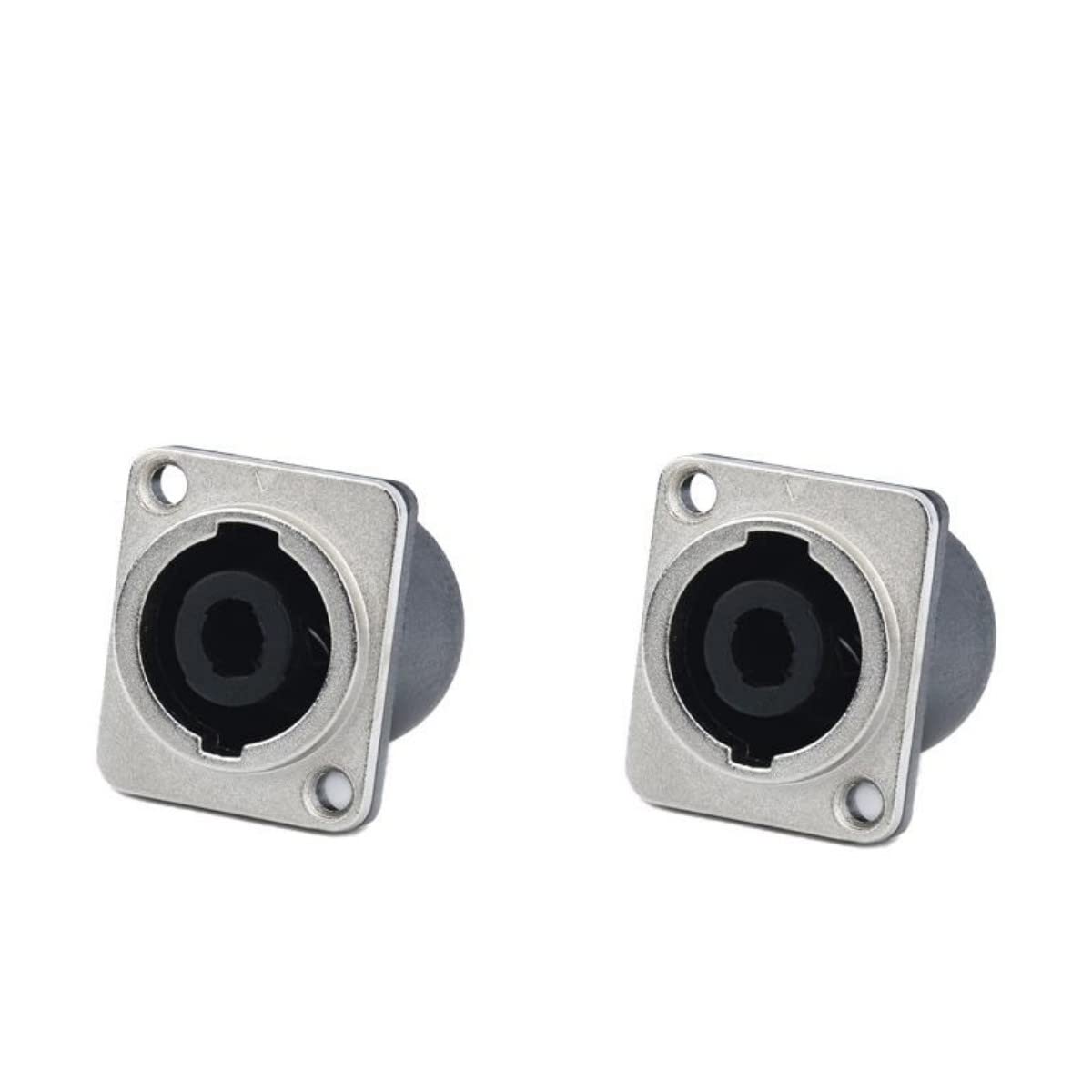 CCeCCe 2 Pack Speak Jack Twist Lock with Metal Plate Speaker Connector Female Socket Panel Chasis Mount 4 Pole Square Terminal for Neutrik Speakon