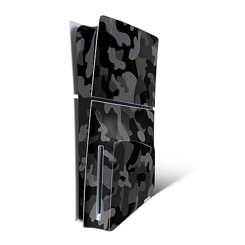 MightySkins Skin Compatible with PlayStation 5 Slim Disk Edition Console Only - Black Camo | Protective, Durable, and Unique Vinyl Decal wrap Cover |