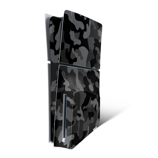 MightySkins Skin Compatible with PlayStation 5 Slim Disk Edition Console Only - Black Camo | Protective, Durable, and Unique Vinyl Decal wrap Cover |