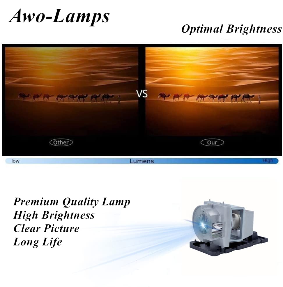 AWO Original UHP Lamp Bulb for 1026952/ NP34LP/ BL-FU260B/ SP.72701GC01 with Housing for SMARTBOARD U100,U100W for NEC