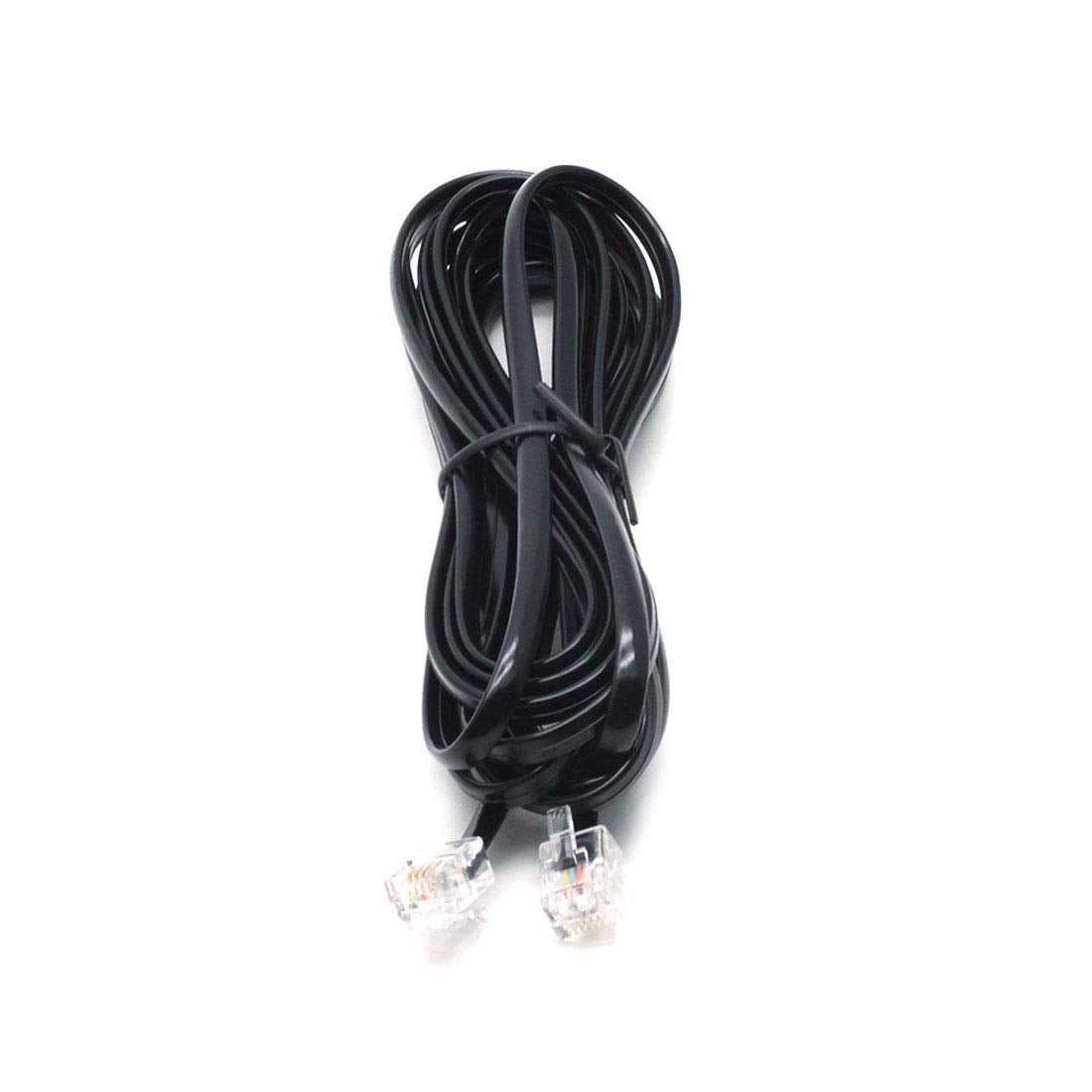 Sscon 10ft Black Telephone Landline Extension Cord Cable Line Wire with Standard RJ-11 6P4C Plug (Pack of 5)
