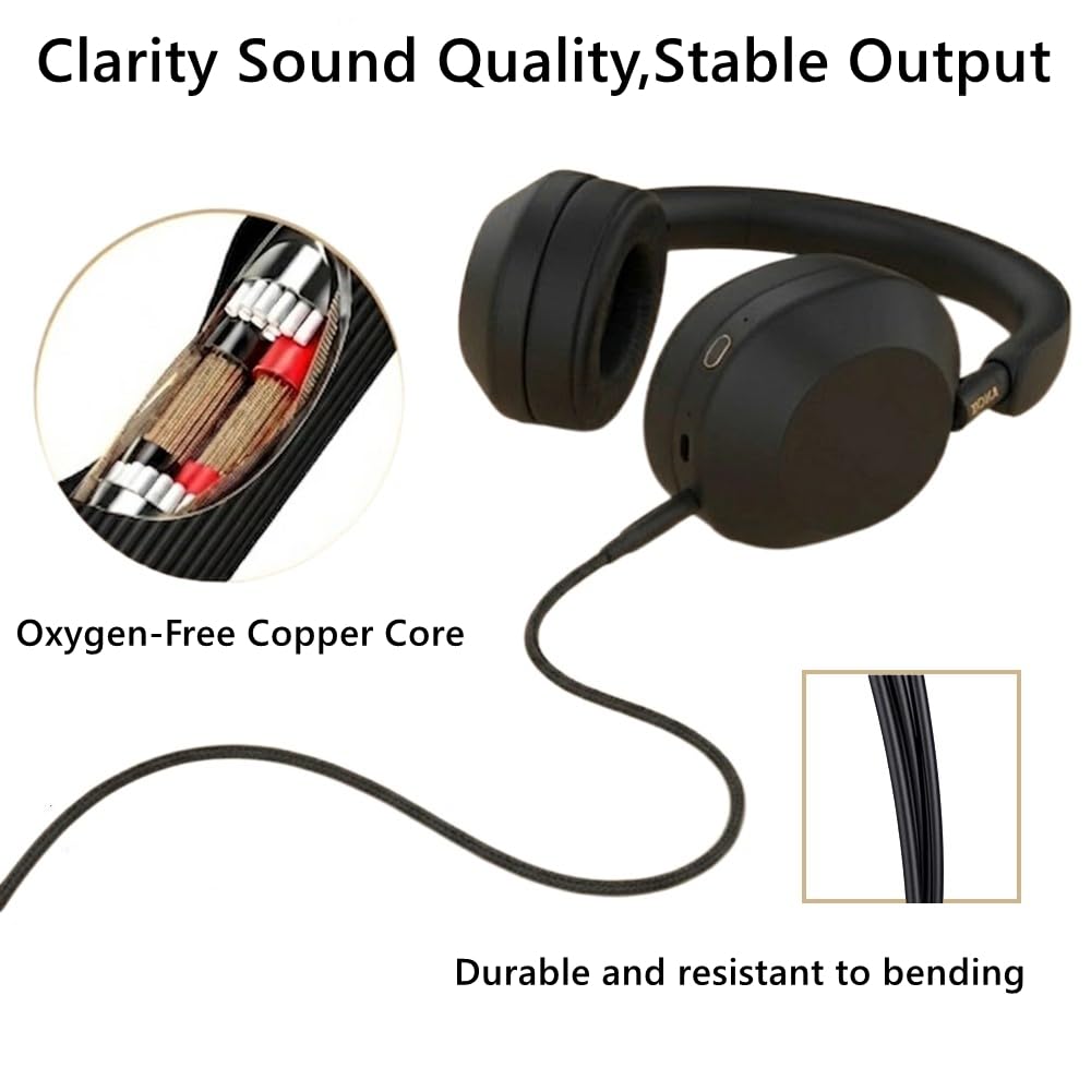 EARLA TEC Replacement Aux Cable Cord,Extension 3.5mm Wire Compatible with Sony WH-1000XM5 WH-1000XM4 WH-1000XM3 WH-H900N MDR-XB950BT WH-H800 MDR-10R