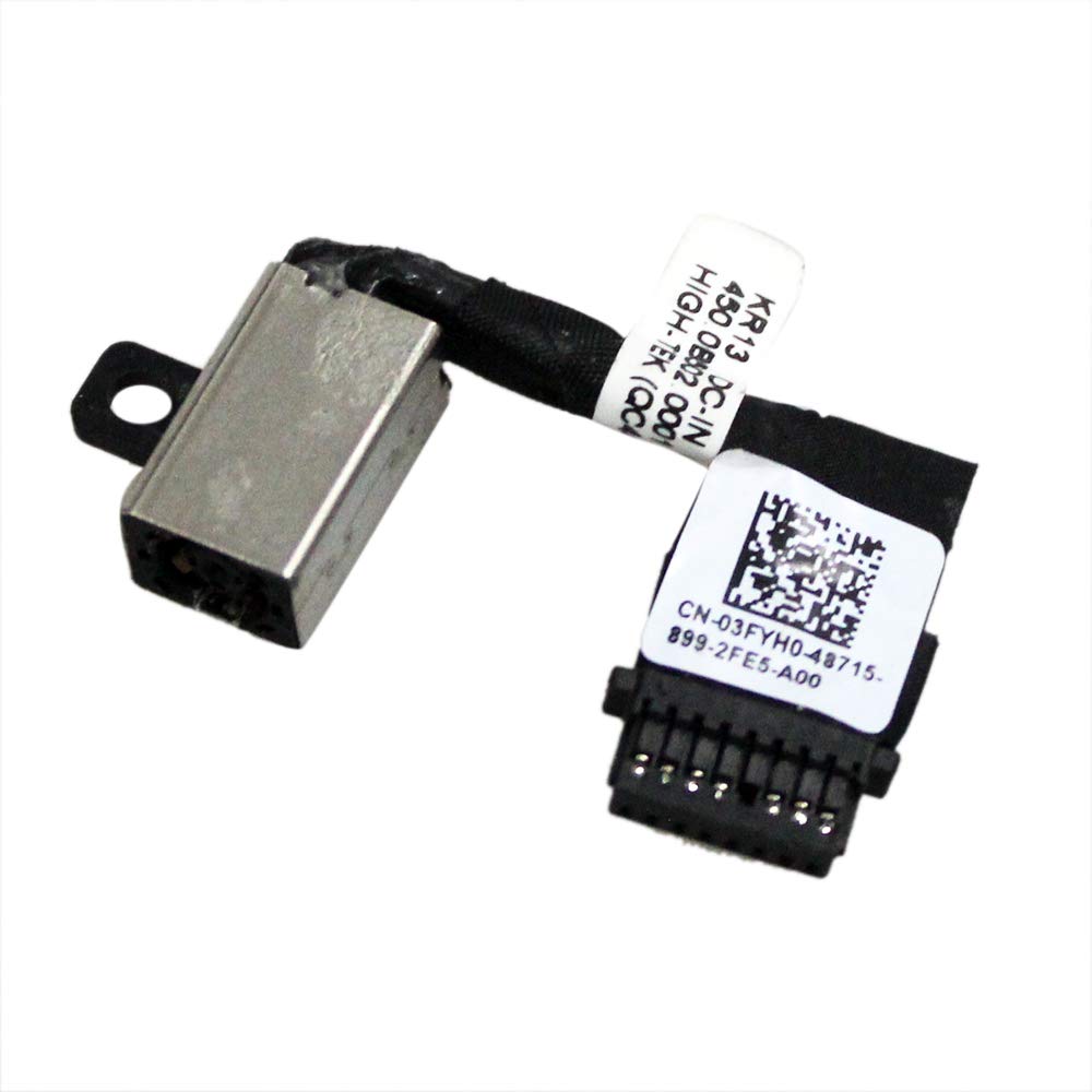 GinTai KR13 DC Power Jack with Cable Socket Plug Connector Port for Dell Inspiron 13 7370 (7373 2 in 1) 7380 3FYH0 03FYH0 450.0B502 0001