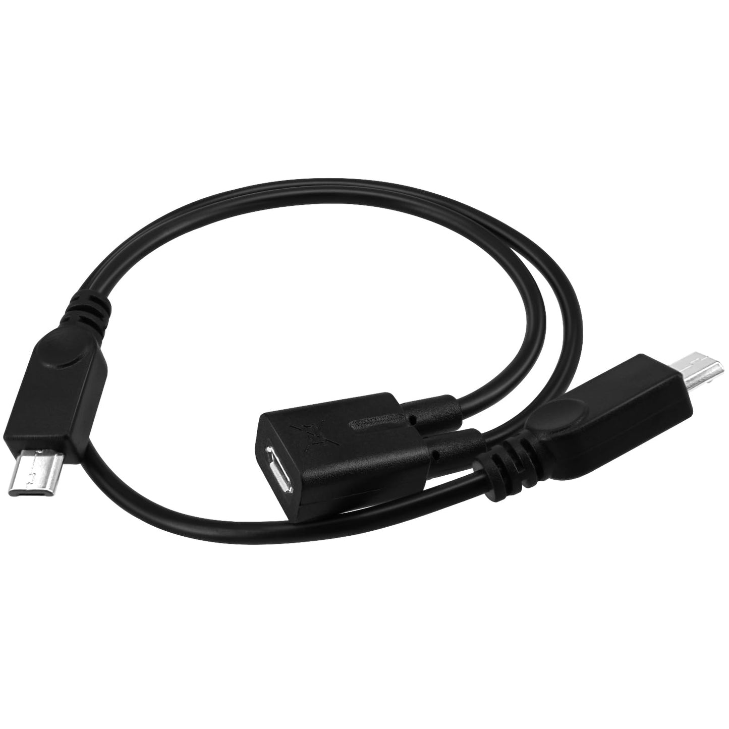 BERANMEY Micro USB 1 to 2 Splitter Cord, 2 Pack 0.3m/12inch Micro USB Female to Dual Micro USB Male Splitter Extension Charging Adapter Charge Cable