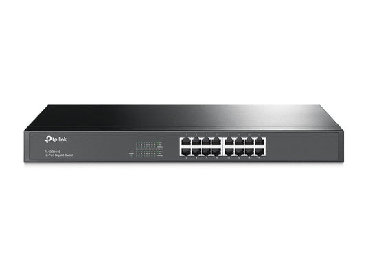 TP-Link TL-SG1016 | 16 Port Gigabit Ethernet Switch | Plug & Play | Sturdy Metal, Shielded Ports, Rackmount, Fanless, Black | 3 Year Manufacturer