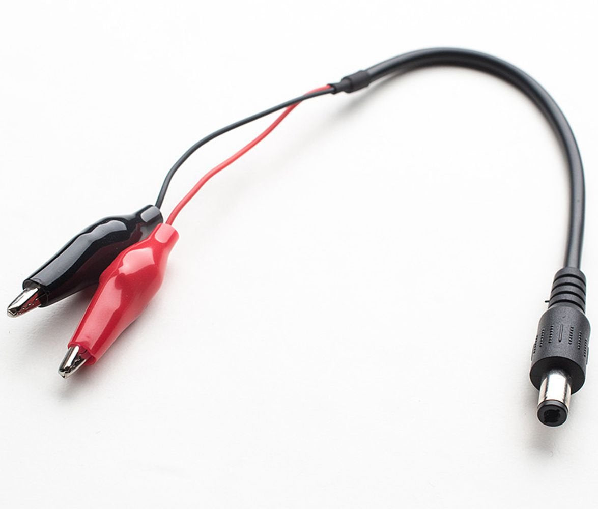 5.5x2.1mm DC Male Plug to Alligator Clip Adapter Cable for LED Strips, CCTV, Routers & 12V Battery Power(Pack of 2)