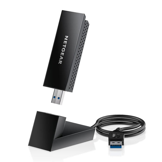 NETGEAR Nighthawk WiFi 6E USB 3.0 Adapter (A8000) - AXE3000 Tri-Band Wireless Gigabit Speed (Up to 3Gbps) - New 6GHz Band - Works with Any WiFi 6 or