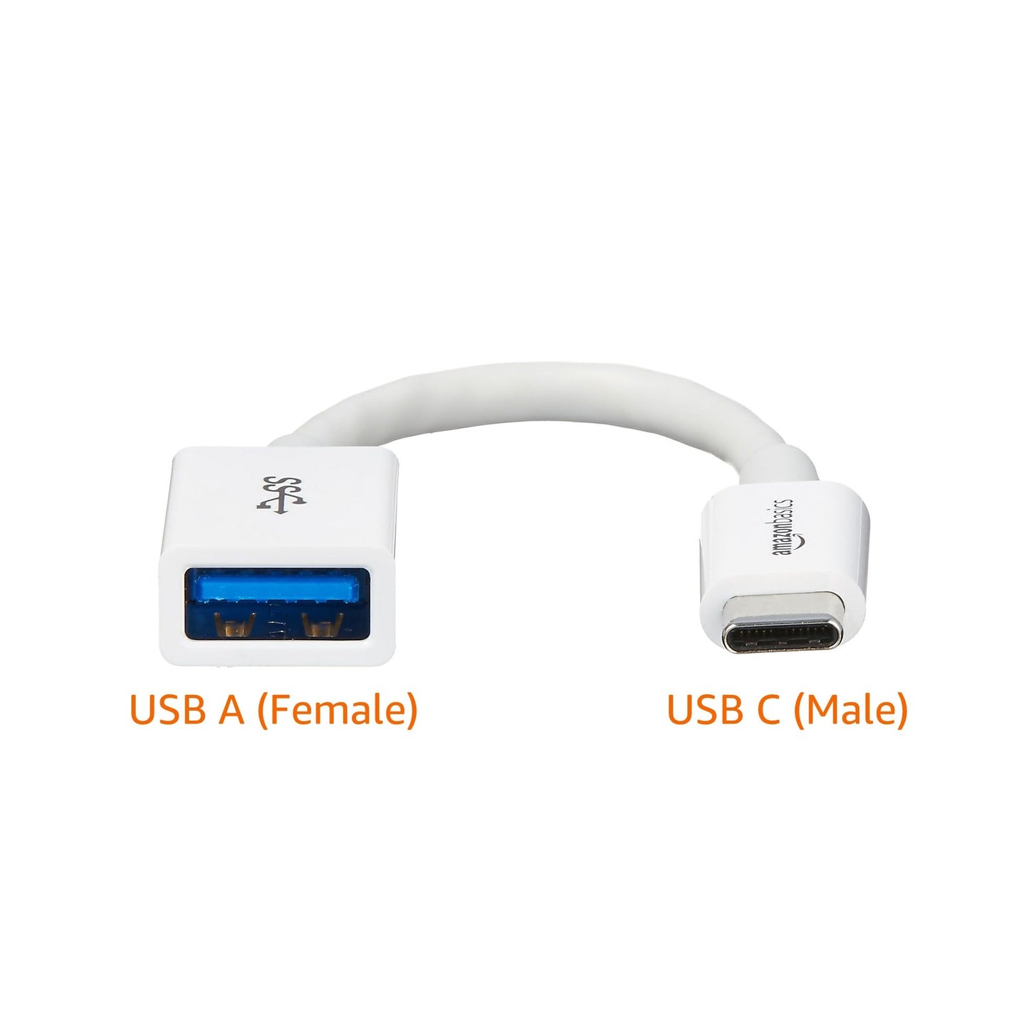 Amazon Basics USB Type-C to USB 3.1 Gen1 Female Adapter - White, 10-Pack