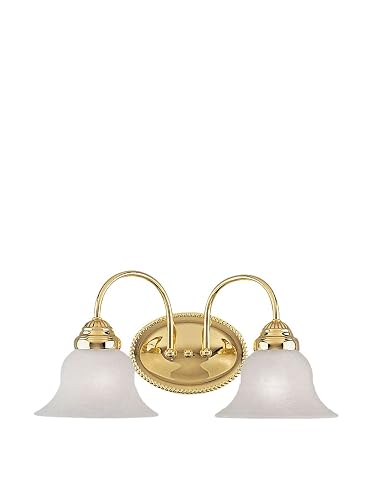Livex Lighting 1532-02 Edgemont 2 Light Vanity Polished Brass with White Alabaster Glass