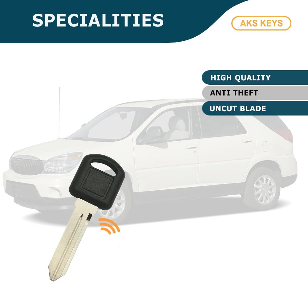 AKS Keys New Replacement for GM Uncut Blank Chipped Transponder Key - PK3 B97 Small Head Chip Megamos ID 13 Keyway P1106 - B86 Compatible