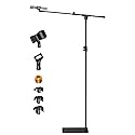 InnoGear Mic Stand Floor, Boom Arm Floor Microphone Stand Height Adjustable Heavy Duty with Iron Base for HyperX SoloCast, HyperX QuadCast S, Razer
