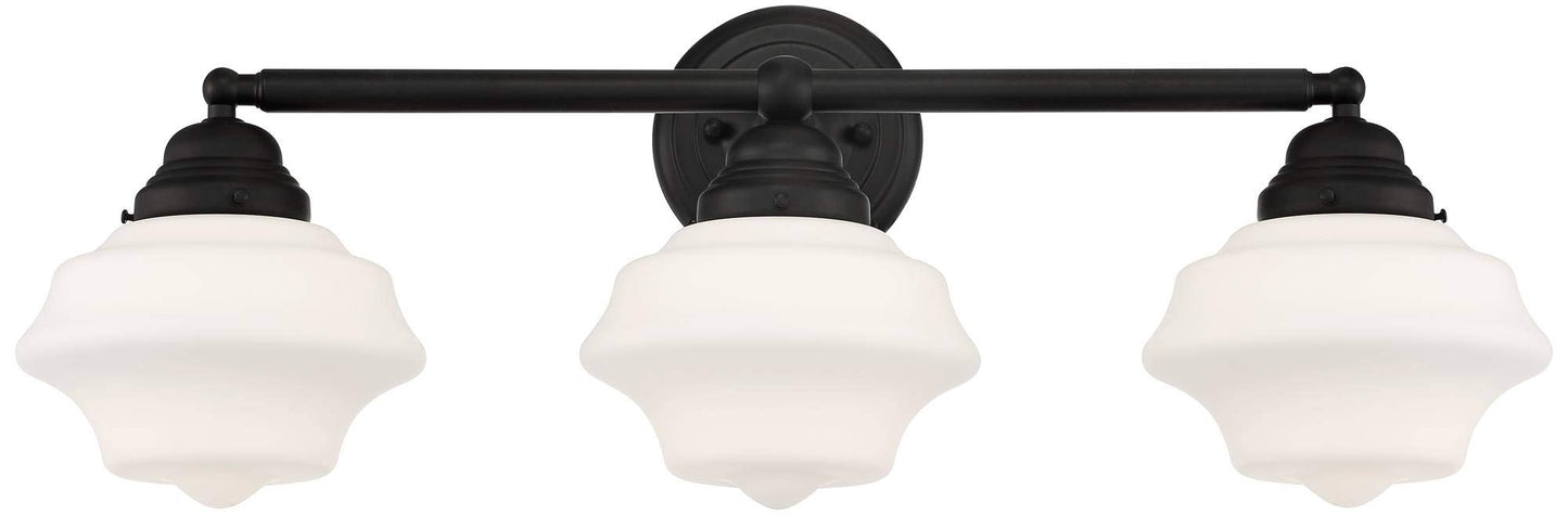Possini Euro Design Astrid Modern Wall Light Black Metal Hardwired 27 1/4" 3-Light Fixture Opal White Glass Shade for Bedroom Bedside Bathroom Vanity