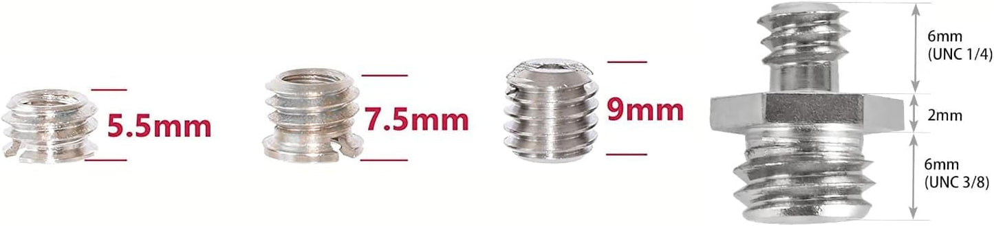 8 Pack Bushing/Male to Male Adapter Assortment 1/4" to 3/8" for Tripod Clamp, Plate, Head Desmond