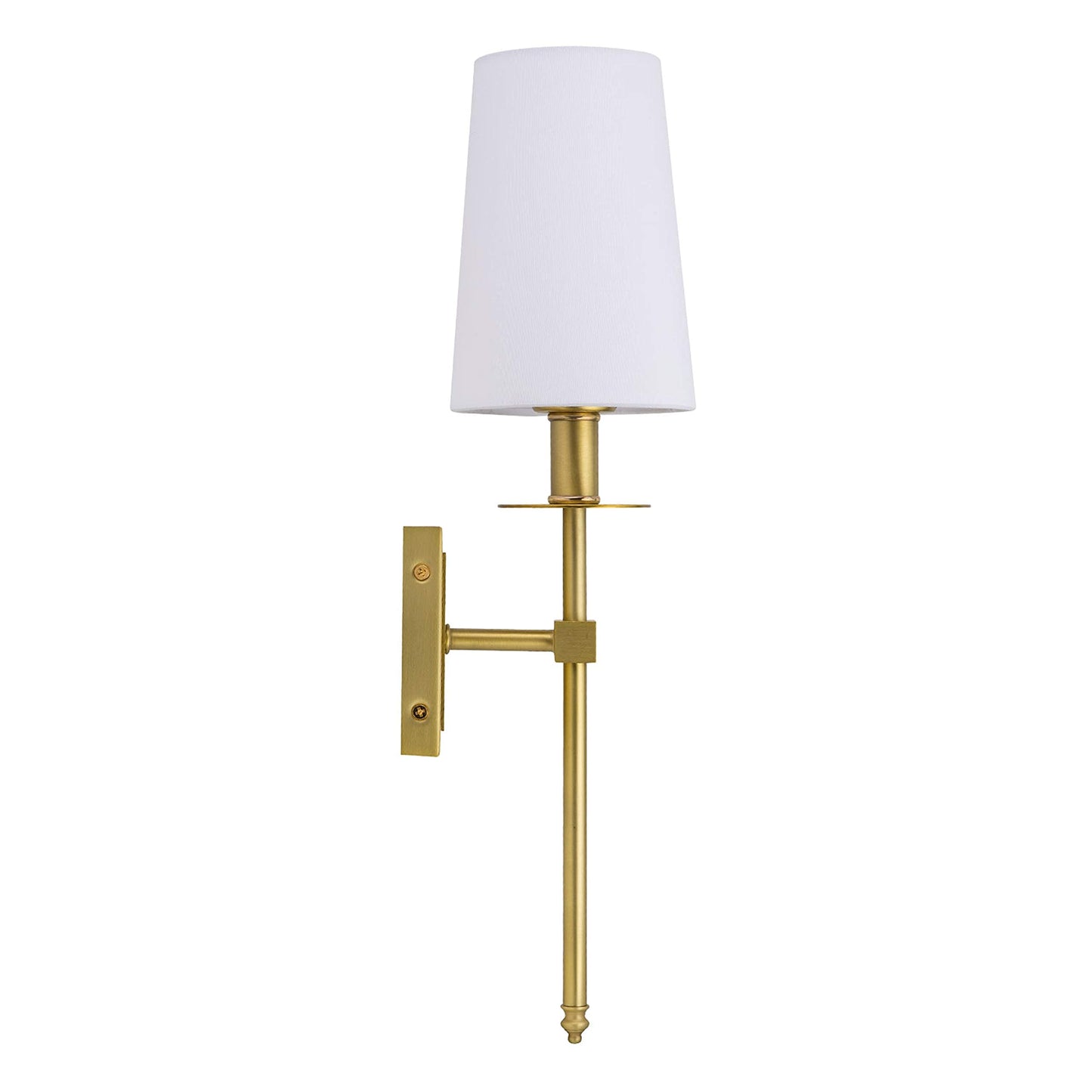 Linea di Liara Torcia Gold Wall Lighting with White Fabric Shade Modern Bathroom Bedroom Wall Lamp and Hallway Wall Light Fixtures Indoor Wall Sconce