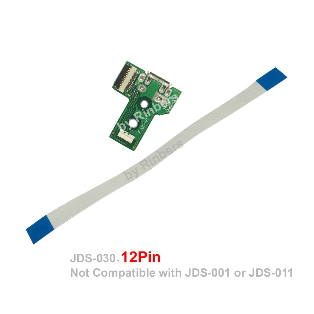 Rinbers Pack of 2 JDS-030 Replacement Charging Port Micro USB Adaptor Charger Socket Circuit Board with 12 Pin Flex Cable