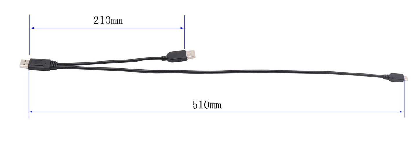 zdyCGTime USB 2.0 A Dual Power Micro Cable, USB 2.0 A Male to USB 2.0 A +Micro USB Male Y Adapter Charging Cable for Samsung, HTC, Tablet and More…