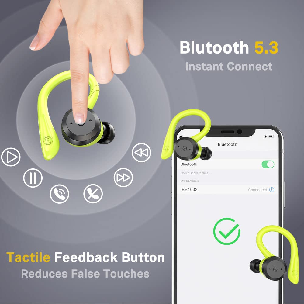 APEKX Wireless Earbuds, IPX7 Waterproof Bluetooth Headphone w/Mic Deep Bass