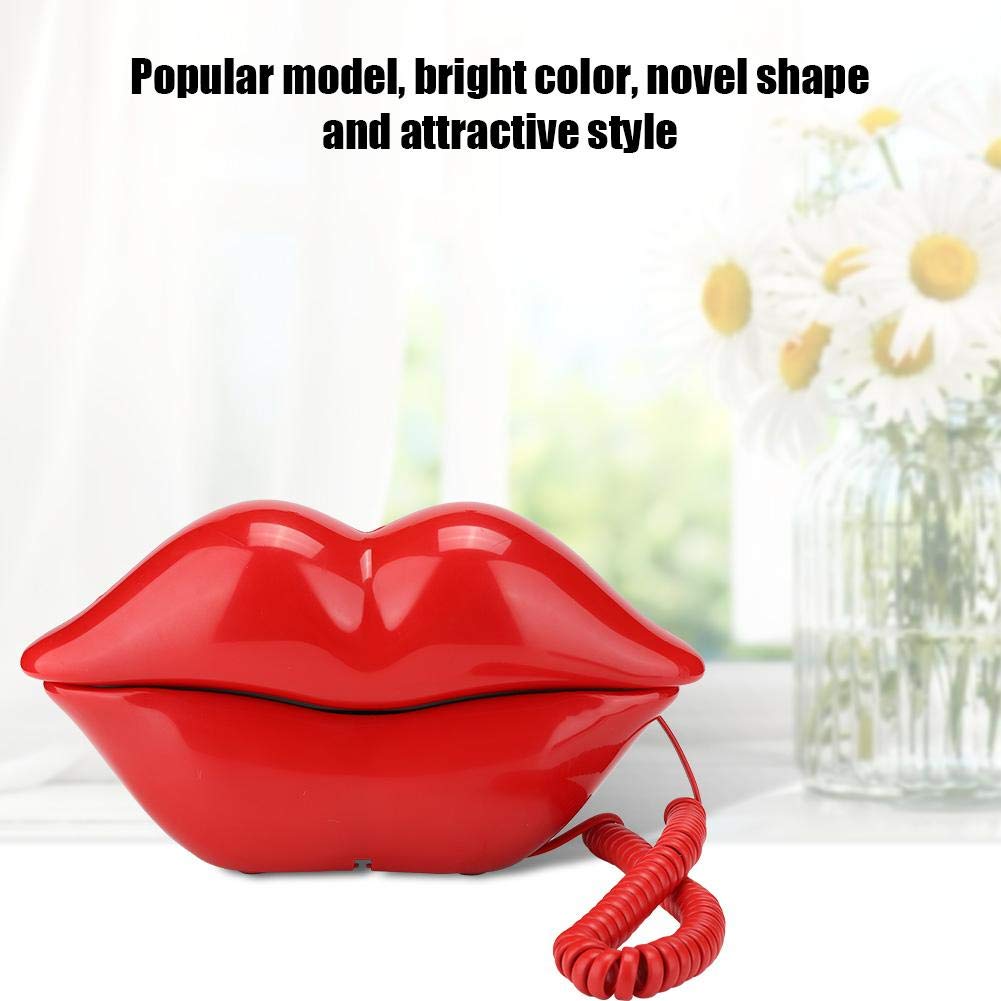 Red Lips Telephone for Novelty Interesting Gift, Sexy Mouth Lip Corded Landline Phone Desk Phone Home Furniture Decoration Set