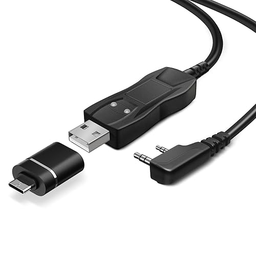TNP FTDI Programming Cable with USB C Adapter - USB 2 Pin for Baofeng Programming Cable, Btech, Wouxun, Radioddity & Kenwood Two Way Radios - 3 FT