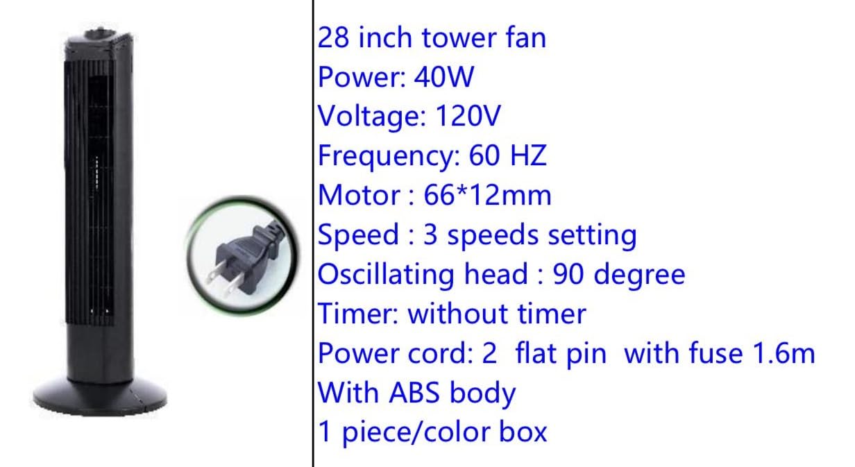 ATE Power -All Travel Energies 28 Inch Tower Fan Black.