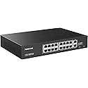 Real HD 16 Port PoE Switch, High Power 300W, 16 PoE+ 100Mbps Ports with 2 Gigabit Uplink Ethernet Ports, Unmanaged Plug and Play, Each Port Up to 30W