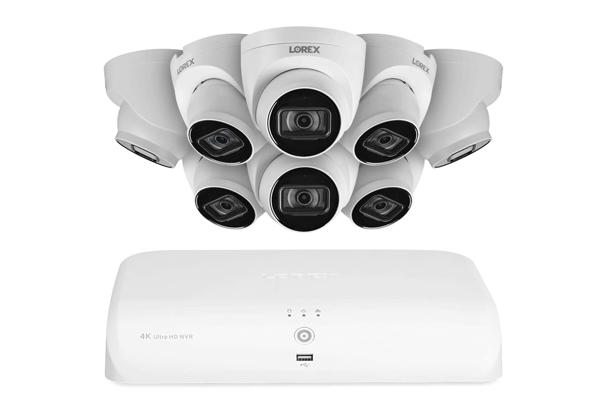 Lorex 4K (8 Camera Capable) 2TB Wired NVR System with 8 White IP Audio Dome Cameras