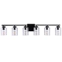 CONUCK 6 Light Bathroom Light Fixtures, 40 Inches Bathroom Lighting Fixtures Over Mirror, Black Vanity Light with Clear Glass Shades