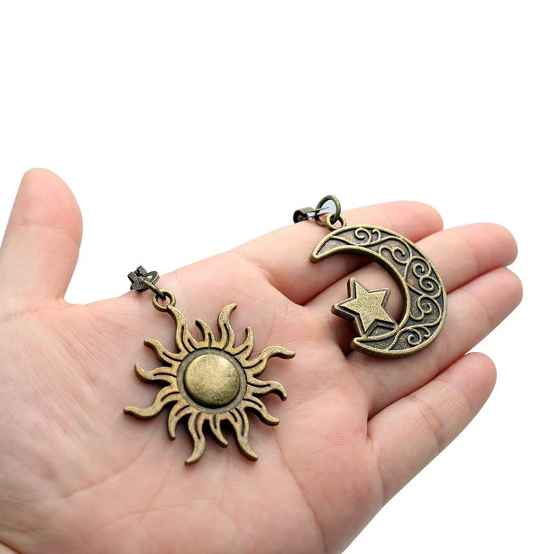 Ceiling Fan Pull Chain Set, 4 Piece Moon and Sun Pattern Pull Chain Extension Fan Pull Chain Pendant 12 Inch Ceiling Fan Chain Extender with Ball Fan